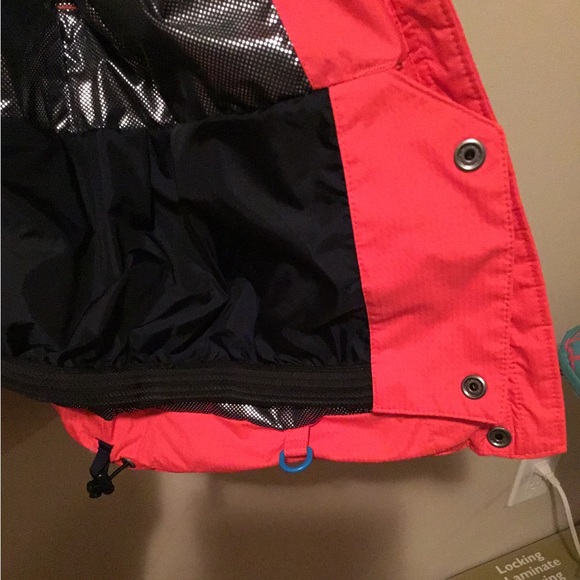 Red/Orange Columbia Down Jacket with Synthetic Fur Hood Trim - Picture 7 of 13